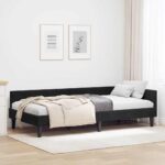 vidaXL Rohový rám postele s čelnou doskou Čierny 90 cm x 190 cm Zamat