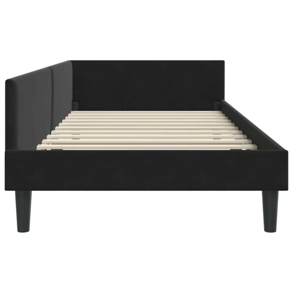 vidaXL Rohový rám postele s čelnou doskou Čierny 90 cm x 190 cm Zamat – Obrázok 5