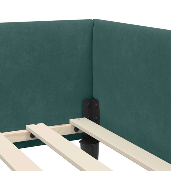 vidaXL Rohový rám postele Tmavozelená 90 cm x 200 cm Zamat – Obrázok 7