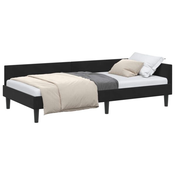 vidaXL Rohový rám postele s čelnou doskou Čierny 90 cm x 200 cm Zamat – Obrázok 2