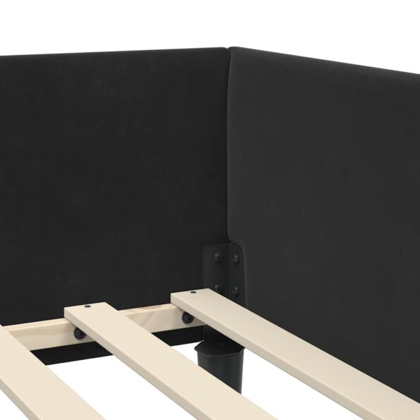 vidaXL Rohový rám postele s čelnou doskou Čierny 90 cm x 200 cm Zamat – Obrázok 7
