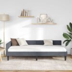 vidaXL Rohový posteľový rám s čelnou doskou Tmavo šedá 100 x 200 cm – Obrázok 3