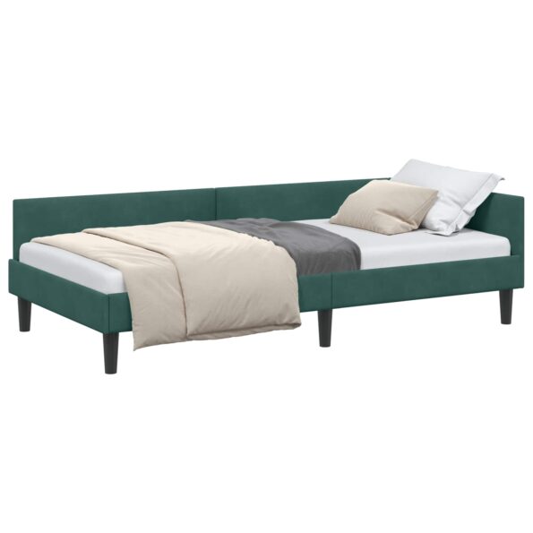 vidaXL Rohový rám postele Tmavozelená 100 cm x 200 cm Zamat – Obrázok 2