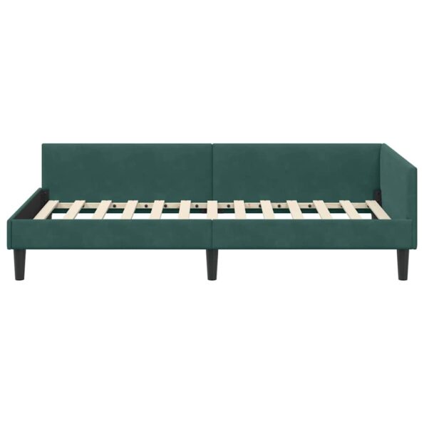 vidaXL Rohový rám postele Tmavozelená 100 cm x 200 cm Zamat – Obrázok 4