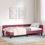 vidaXL Rohový rám postele Víno červené 100 cm x 200 cm Zamat