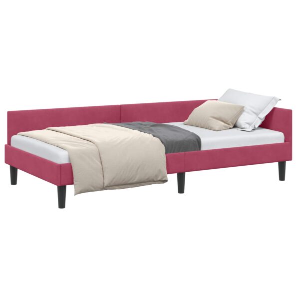 vidaXL Rohový rám postele Víno červené 100 cm x 200 cm Zamat – Obrázok 2