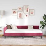 vidaXL Rohový rám postele Víno červené 100 cm x 200 cm Zamat – Obrázok 3