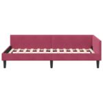 vidaXL Rohový rám postele Víno červené 100 cm x 200 cm Zamat – Obrázok 4