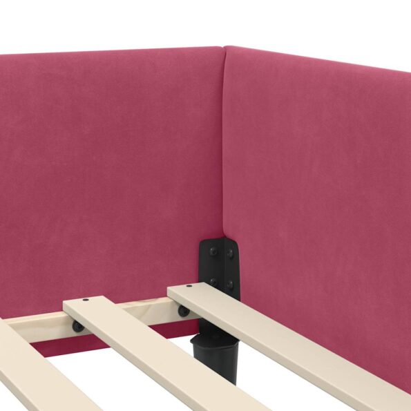 vidaXL Rohový rám postele Víno červené 100 cm x 200 cm Zamat – Obrázok 7