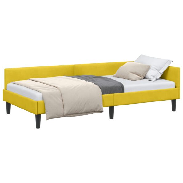 vidaXL Rohový rám postele s čelnou doskou Žltá 100 cm x 200 cm Zamat – Obrázok 10