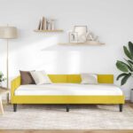 vidaXL Rohový rám postele s čelnou doskou Žltá 100 cm x 200 cm Zamat – Obrázok 3