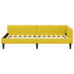 vidaXL Rohový rám postele s čelnou doskou Žltá 100 cm x 200 cm Zamat – Obrázok 4