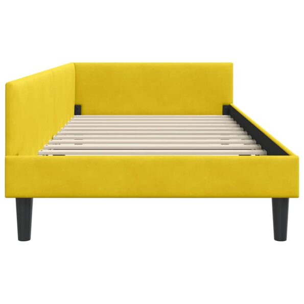 vidaXL Rohový rám postele s čelnou doskou Žltá 100 cm x 200 cm Zamat – Obrázok 5