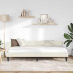 vidaXL Rohový rám postele Krémová 100 cm x 200 cm Zamat – Obrázok 3