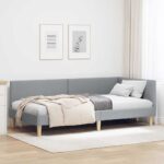 vidaXL Rohový rám postele s čelnou doskou Svetlosivá 80 cm x 200 cm