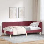 vidaXL Rohový rám postele s čelnou doskou Víno červené 80 cm x 200 cm
