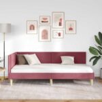 vidaXL Rohový rám postele s čelnou doskou Víno červené 80 cm x 200 cm – Obrázok 3