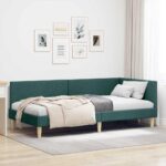 vidaXL Rohový rám postele s čelnou doskou Tmavozelená 80 cm x 200 cm