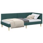 vidaXL Rohový rám postele s čelnou doskou Tmavozelená 80 cm x 200 cm – Obrázok 2