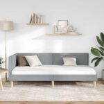 vidaXL Rohový rám postele Iný s čelnou doskou Svetlosivá 90 x 200 cm – Obrázok 3