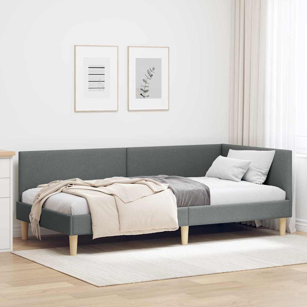 42016190_1.jpg vidaXL Rohový rám postele s čelnou doskou Tmavo šedá 90 cm x 200 cm – Obrázok 1