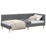 vidaXL Rohový rám postele s čelnou doskou Tmavo šedá 90 cm x 200 cm – Obrázok 2