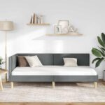 vidaXL Rohový rám postele s čelnou doskou Tmavo šedá 90 cm x 200 cm – Obrázok 3