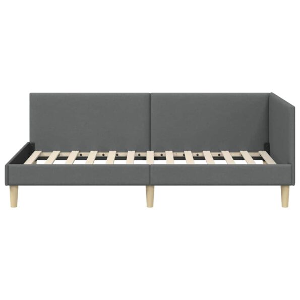 vidaXL Rohový rám postele s čelnou doskou Tmavo šedá 90 cm x 200 cm – Obrázok 4
