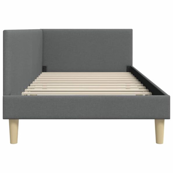 vidaXL Rohový rám postele s čelnou doskou Tmavo šedá 90 cm x 200 cm – Obrázok 5