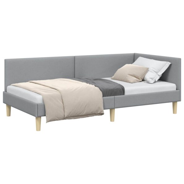 vidaXL Rohový rám postele s čelnou doskou Svetlosivá 100 cm x 200 cm – Obrázok 10