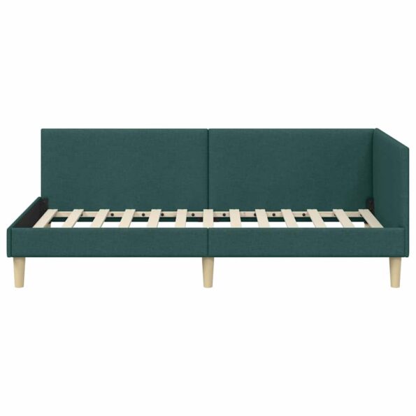 vidaXL Rohový rám postele s čelnou doskou Tmavozelená 100 cm x 200 cm – Obrázok 4