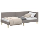vidaXL Rohový rám postele s čelnou doskou Sivohnedá 100 cm x 200 cm – Obrázok 2