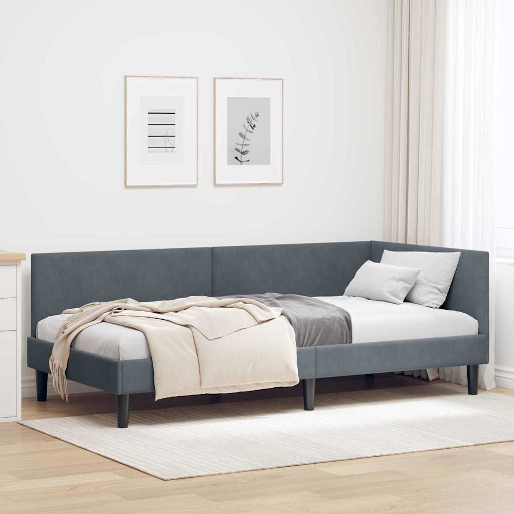 42016207_1.jpg vidaXL Rohový rám postele Tmavo šedá 80 cm x 200 cm Zamat – Obrázok 1