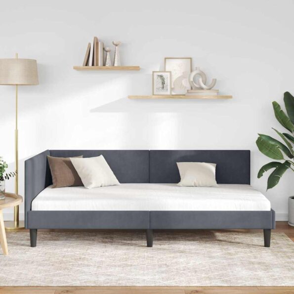 vidaXL Rohový rám postele Tmavo šedá 80 cm x 200 cm Zamat – Obrázok 3