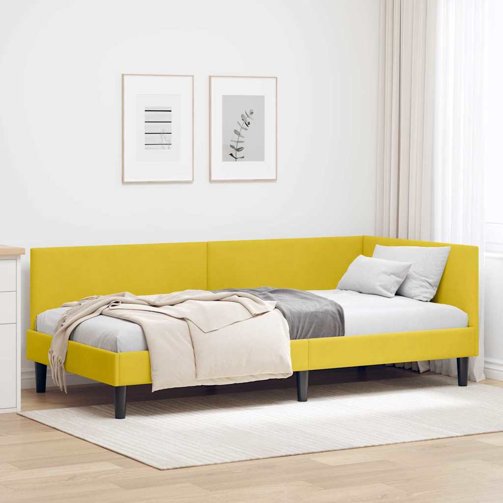 42016212_1.jpg vidaXL Rohový rám postele s čelnou doskou Žltá 80 cm x 200 cm Zamat – Obrázok 1
