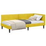 vidaXL Rohový rám postele s čelnou doskou Žltá 80 cm x 200 cm Zamat – Obrázok 10
