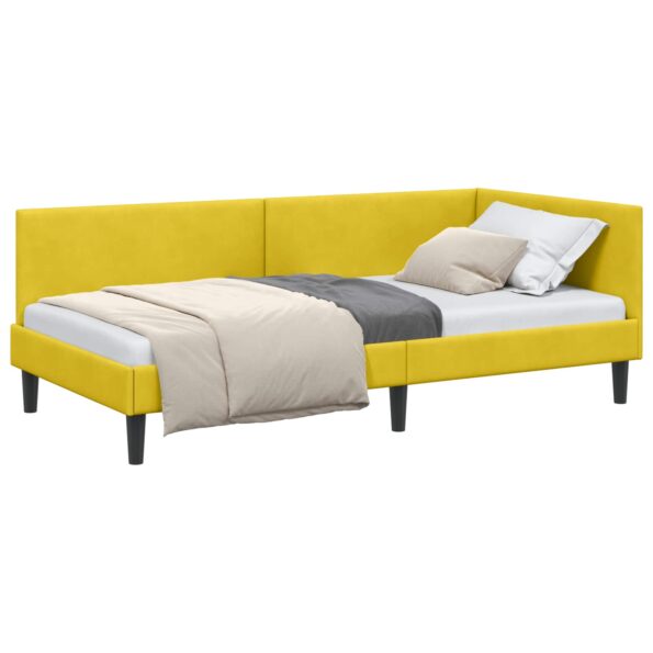 vidaXL Rohový rám postele s čelnou doskou Žltá 80 cm x 200 cm Zamat – Obrázok 2