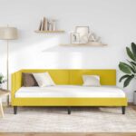 vidaXL Rohový rám postele s čelnou doskou Žltá 80 cm x 200 cm Zamat – Obrázok 3