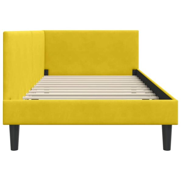 vidaXL Rohový rám postele s čelnou doskou Žltá 80 cm x 200 cm Zamat – Obrázok 5