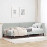 vidaXL Rohový rám postele Svetlosivá 90 cm x 190 cm Zamat