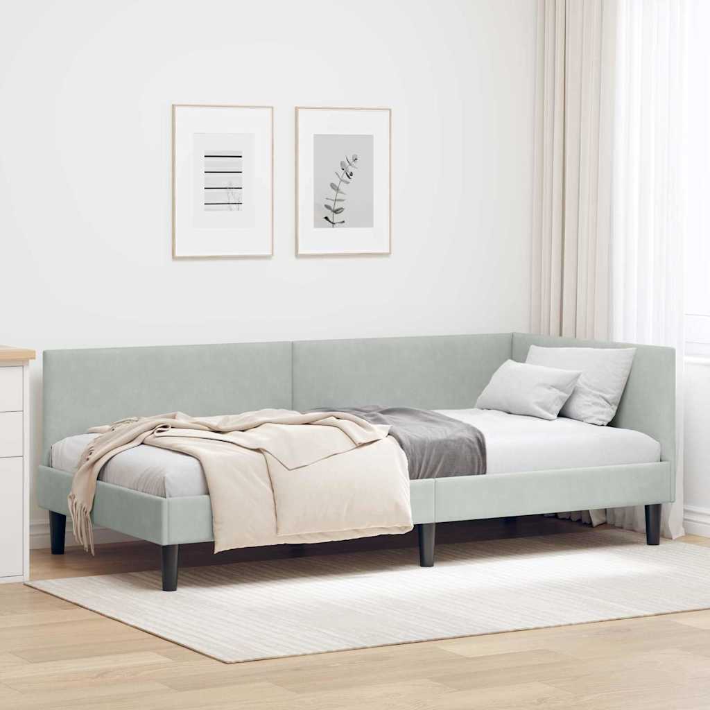 42016216_1.jpg vidaXL Rohový rám postele Svetlosivá 90 cm x 190 cm Zamat – Obrázok 1