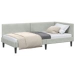 vidaXL Rohový rám postele Svetlosivá 90 cm x 190 cm Zamat – Obrázok 10