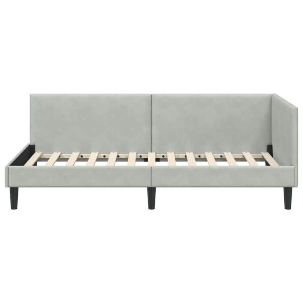vidaXL Rohový rám postele Svetlosivá 90 cm x 190 cm Zamat – Obrázok 4