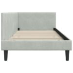 vidaXL Rohový rám postele Svetlosivá 90 cm x 190 cm Zamat – Obrázok 5