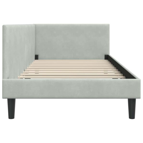 vidaXL Rohový rám postele Svetlosivá 90 cm x 190 cm Zamat – Obrázok 5