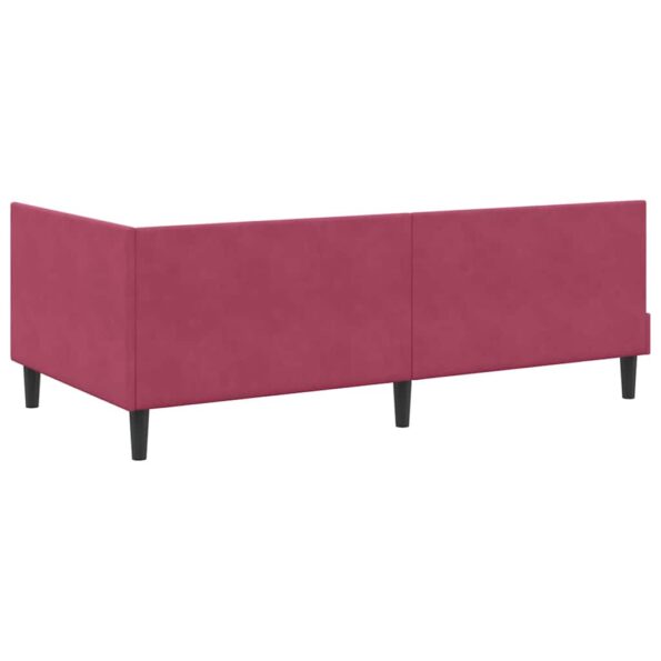vidaXL Rohový rám postele Víno červené 90 cm x 190 cm Zamat – Obrázok 6