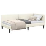 vidaXL Rohový rám postele Iný s čelnou doskou Krémová 90 x 190 cm – Obrázok 10