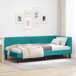vidaXL Rohový rám postele Tyrkysová 90 cm x 190 cm Zamat