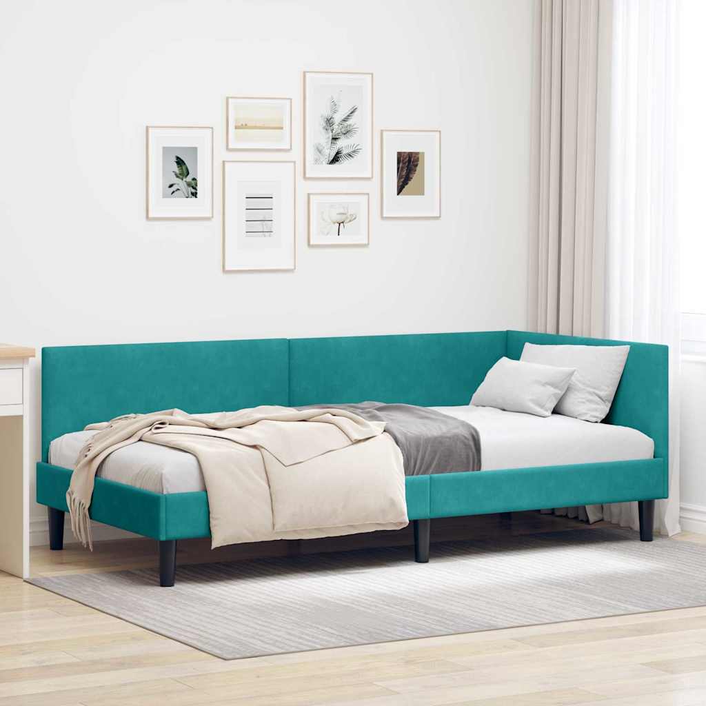42016224_1.jpg vidaXL Rohový rám postele Tyrkysová 90 cm x 190 cm Zamat – Obrázok 1