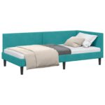 vidaXL Rohový rám postele Tyrkysová 90 cm x 190 cm Zamat – Obrázok 2